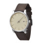 slow Solar 01 - Bracelet en toile marron foncé - Boîtier en aluminium argenté - Cadran crème - Unisexe - Adulte - Montre solaire