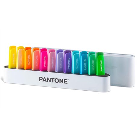 OSAMA PANTONE Desk Set - 12 Surligneurs Couleurs Assortis : 6 Pastel + 6 FLUO
