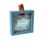 Tirelire pour Enfants, Style Nuage, 16 x 16 cm, Cadre Bleu avec Motif Arc-en-Ciel