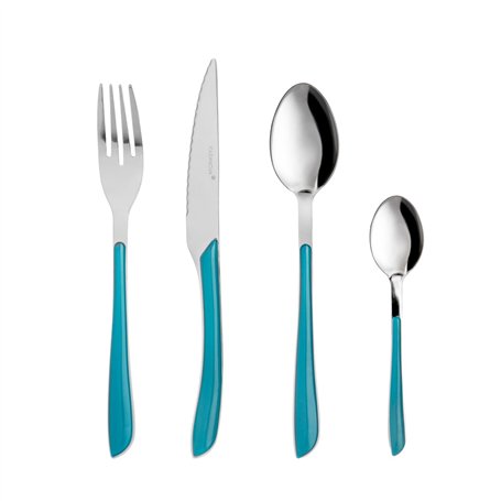 Lot de 24 couverts acier manche bleu Aphrodite