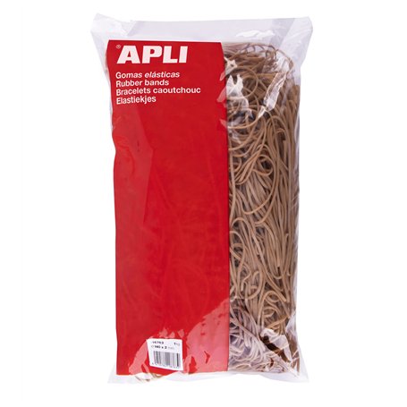 APLI 18763 – Élastiques – Dimensions Ø 140 x 2 mm – Sac de 1 kg – 70% caoutchouc naturel