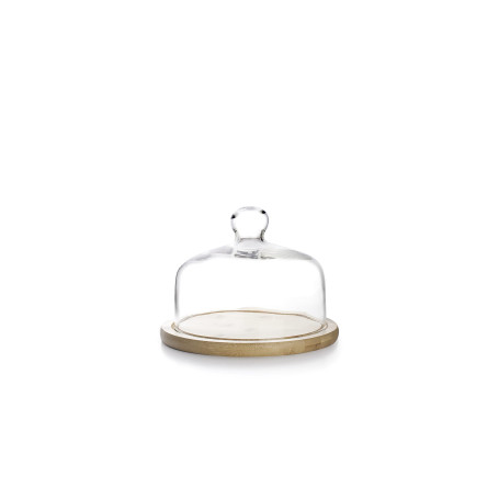 Ibili - 715518 - Plateau en Verre avec Base en Bois 18 cm