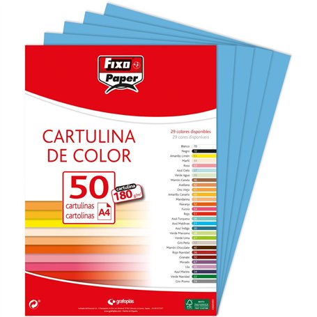 FIXO Paper 11110331 Lot de 50 feuilles de papier cartonné A4 Bleu clair 180 g