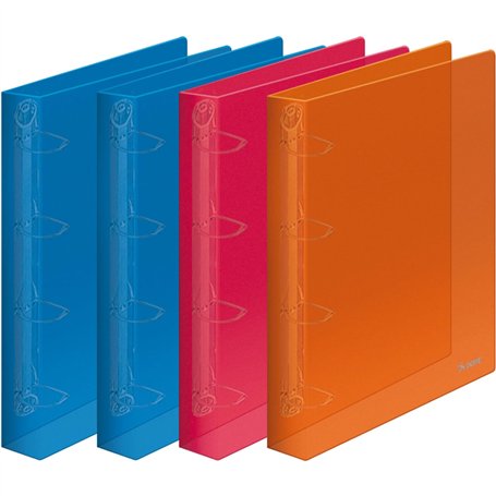 Dohe - Classeurs à 4 Anneaux en Polypropylène Rigide (Lot de 4) - 3 Couleurs