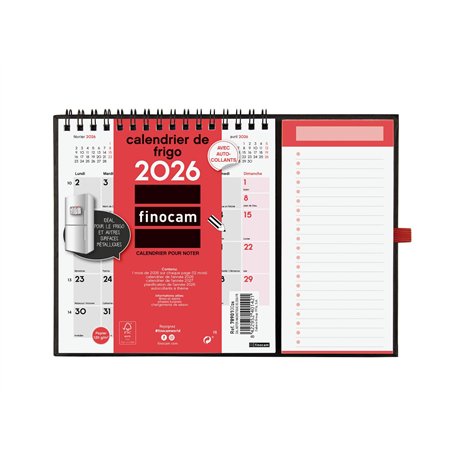 Finocam – Calendrier magnétique 2026 1 Mois par page Janvier – Décembre 2026 (12 mois) | Calendrier 2026 pour noter | Planificat