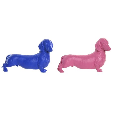 Figurine Décorative Home ESPRIT Bleu Rose Chien 37 X 16