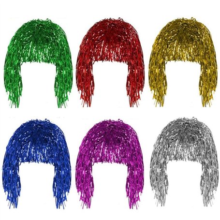 Genrics Métallique Brillant Dames Perruque Couleur Métallique Déguisement Brillant Convient pour Noël
