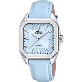 Montre Lotus pour Femme 18968/4 Square Series Boîtier en Acier Inoxydable Gris Bracelet en Cuir Bleu Montre Lotus pour Femme 18968/4 Square Series Boîtier en Acier Inoxydable Gris Bracelet en Cuir Bleu