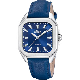 Montre Lotus pour Femme 18968/5 Square Series Boîtier en Acier Inoxydable Gris Bracelet en Cuir Bleu Montre Lotus pour Femme 18968/5 Square Series Boîtier en Acier Inoxydable Gris Bracelet en Cuir Bleu