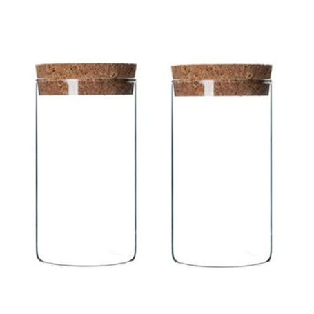 Lot de 2 bouteilles de 300 ml en verre transparent vides avec bouchon en liège - Rechargeable pour aliments secs - Bocaux de con