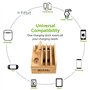 SETROVIC Station de Charge en Bambou - Organiseur de Bureau pour plusieurs appareils - Compatible avec téléphone Portable/Tablet