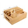 SETROVIC Station de Charge en Bambou - Organiseur de Bureau pour plusieurs appareils - Compatible avec téléphone Portable/Tablet