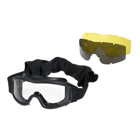 Delta Tactics Lunettes de protection anti-vAHO noires 3 verres de sécurité pour chasse