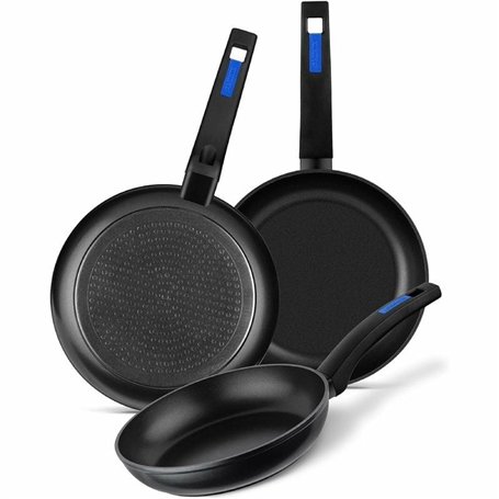 Ensemble de poêles Monix M811200 Noir Bakélite Aluminium forgé 3 Pièces