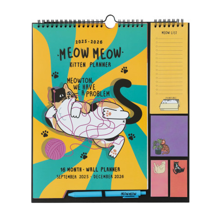 Grupo Erik - Calendrier Meow Meow - de Septembre 2025 à Décembre 2026 | Planificateur Mensuel 16 mois