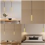 Alpinaluz Lot de 2 Lampes Suspendues Dorées – Finitions Tubulaires en Aluminium Anodisé – Douille GU10 – Câble Textile Noir Régl
