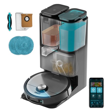 Cecotec Robot Aspirateur et Laveur de Sols avec Base de AutoVidange Conga 20090 ProAI InfinitySoap Cut&Spa. 8000 Pa