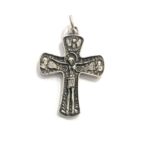 Croix de Torreciudad en métal avec plaqué argent 5 µm. Dimensions : 42 x 34 mm