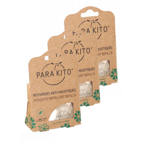 Parakito - Protection ANTIMOUSTIQUE Naturelle - Recharges Para'kito pour Bracelet et Clip - Lot de 3 x 2