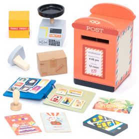 UMU® Kit de jeu en bois – Avec boîte aux lettres, timbres, fournitures postales pour enfants à partir de 3, 4, 5, 6 ans, jouet é UMU® Kit de jeu en bois – Avec boîte aux lettres