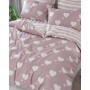 Parure de lit - 1 housse de couette 220 x 240 cm + 2 taies d'oreiller 60 x 60 cm - 65% coton, 35% polyester - Rose