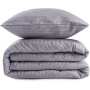 Parure de lit - 1 housse de couette 220 x 240 cm + 2 taies d'oreiller 60 x 60 cm - 80% coton, 20% polyester - Gris