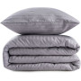 Parure de lit - 1 housse de couette 220 x 240 cm + 2 taies d'oreiller 60 x 60 cm - 70% polyester, 30% coton - Gris