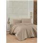 Parure de lit - 1 housse de couette 220 x 240 cm + 2 taies d'oreiller 60 x 60 cm - 100% coton renforcé - Beige