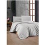 Parure de lit - 1 housse de couette 220 x 240 cm + 2 taies d'oreiller 60 x 60 cm - 100% coton renforcé - Gris