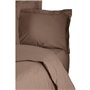 Parure de lit - 1 housse de couette 220 x 240 cm + 2 taies d'oreiller 60 x 60 cm - 100% coton renforcé - Brun