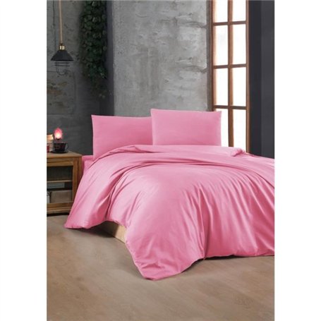 Parure de lit - 1 housse de couette 220 x 240 cm + 2 taies d'oreiller 60 x 60 cm - 100% coton renforcé - Rose