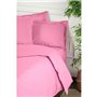 Parure de lit - 1 housse de couette 220 x 240 cm + 2 taies d'oreiller 60 x 60 cm - 100% coton renforcé - Rose