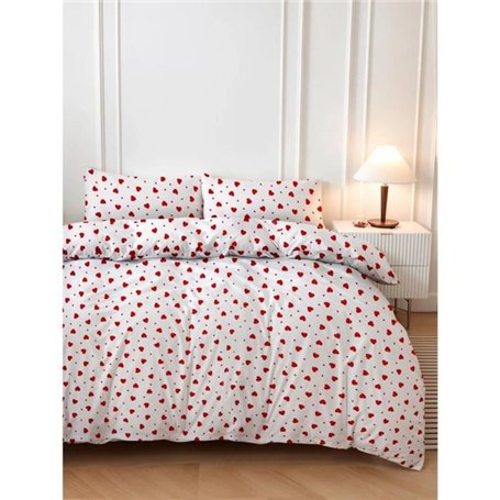 Parure de lit - 1 housse de couette 220 x 240 cm + 2 taies d'oreiller 60 x 60 cm - 50% coton