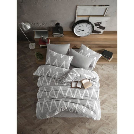 Parure de lit - 1 housse de couette 220 x 240 cm + 2 taies d'oreiller 60 x 60 cm - 65% coton