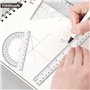 8 Pièces Ensemble de Règles, Ensembles de Géométrie Règles Droites Triangulaire Rapporteur, Regle 15 Cm Kit de Géométrie Outils 
