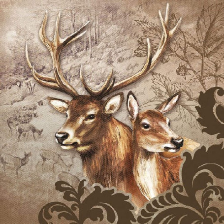 Ambiente Lot de 20 serviettes de table couple Deer