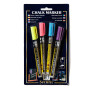 SECURIT - Lot de 4 feutres-craie 1-2 mm 4 couleurs flashy effaçable pour ardoise - Multicolore