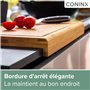 Grande Planche à Decouper Bois Coninx avec Fente Jus, 45x30x2.5cm Planches Découper en Bambou Moso Antibactérien pour Légumes, F