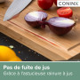 Grande Planche à Decouper Bois Coninx avec Fente Jus, 45x30x2.5cm Planches Découper en Bambou Moso Antibactérien pour Légumes, F