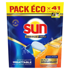 Sun - Pastilles Lave-Vaisselle - Tout en 1 Absolu dégraissent - Efficacité Imbattable sur les Tâches Tenaces - 41 Lavages