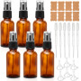 6 Flacons Spray Vides 30ml en Verre Ambré avec Entonnoirs Pipettes et Étiquettes – Bouteilles Pulvérisateurs Rechargeables pour 