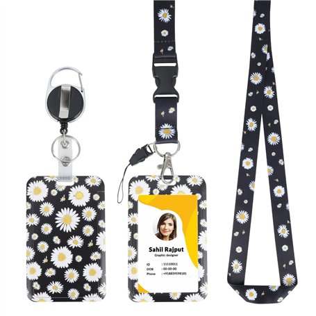 Elalove Rétractable avec Cordon et Mousqueton Porte Badge Plastique - Étui Rigide pour Cartes Badges et Clés