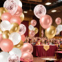Elalove 70 Ballons Rose Gold, Blanc, Doré à Paillettes, Kit Anniversaire Mariage avec 2 Rubans, Décoration Fête EVJF Baptême