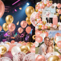 Elalove 70 Ballons Rose Gold, Blanc, Doré à Paillettes, Kit Anniversaire Mariage avec 2 Rubans, Décoration Fête EVJF Baptême