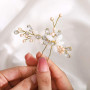IYOU mariée fleur épingles à cheveux strass or mariée pinces à cheveux perle accessoires de cheveux de mariage pour femmes et fi