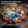 Curawood Plateau Lotus en cristal pour pierres - Montrez vos cristaux et pierres de guérison - Support et étagère organisateur