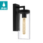 Eglo Applique Murale d'Extérieur Bovolone - 1 Ampoule - en Acier - Couleur : Noir - Verre Transparent - Culot : E27 - Ip44