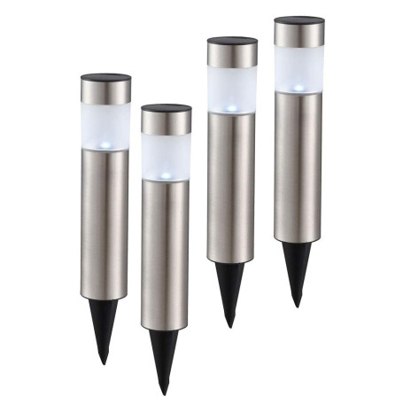 Globo LOT de 4 bornes lumineuse à LED en acier inoxydable Fonctionnement à énergie solaire