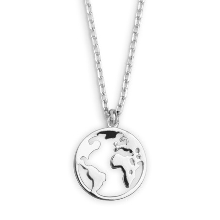 XENOX® Collier globe terrestre – Collier pour femme en argent sterling 925 de qualité supérieure avec pendentif globe terrestre