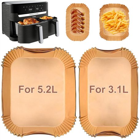 VIKKI Airfryer Lot de 100 feuilles de cuisson pour friteuse à air chaud Tefal EY9018 Dual Easy Fry 5